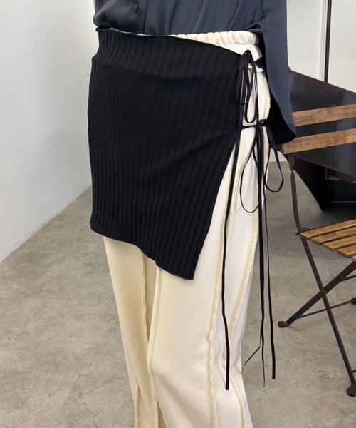 FUULLY STUDIO（フーリィーステューディオ）の「マルチウェイワイドリブラップスカート（スカート・レディース・アイボリー/ブラック・FREE）」の14枚目の写真