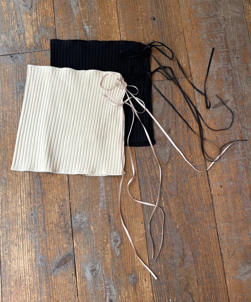 FUULLY STUDIO（フーリィーステューディオ）の「マルチウェイワイドリブラップスカート（スカート・レディース・アイボリー/ブラック・FREE）」の6枚目の写真