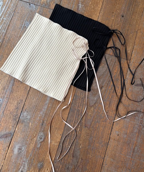 FUULLY STUDIO（フーリィーステューディオ）の「マルチウェイワイドリブラップスカート（スカート・レディース・アイボリー/ブラック・FREE）」の7枚目の写真