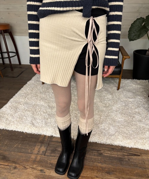 FUULLY STUDIO（フーリィーステューディオ）の「マルチウェイワイドリブラップスカート（スカート・レディース・アイボリー/ブラック・FREE）」の16枚目の写真