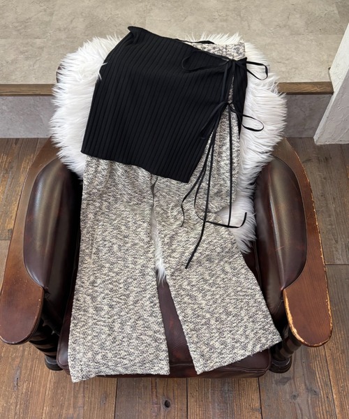 FUULLY STUDIO（フーリィーステューディオ）の「マルチウェイワイドリブラップスカート（スカート・レディース・アイボリー/ブラック・FREE）」の9枚目の写真