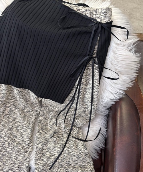 FUULLY STUDIO（フーリィーステューディオ）の「マルチウェイワイドリブラップスカート（スカート・レディース・アイボリー/ブラック・FREE）」の10枚目の写真