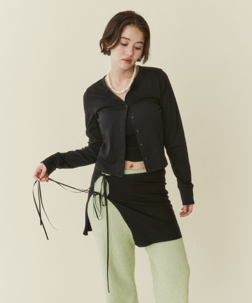 FUULLY STUDIO（フーリィーステューディオ）の「マルチウェイワイドリブラップスカート（スカート・レディース・アイボリー/ブラック・FREE）」の19枚目の写真