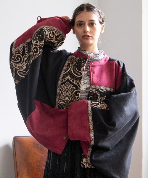 チャイハネ（チャイハネ）の「【チャイハネ】異素材パッチワークアウター（その他アウター・レディース・ネイビー/ブラック・FREE）」の5枚目の写真