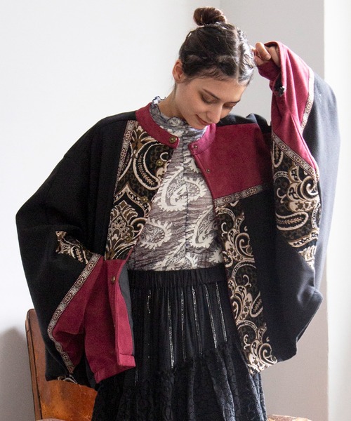 チャイハネ（チャイハネ）の「【チャイハネ】異素材パッチワークアウター（その他アウター・レディース・ネイビー/ブラック・FREE）」の6枚目の写真