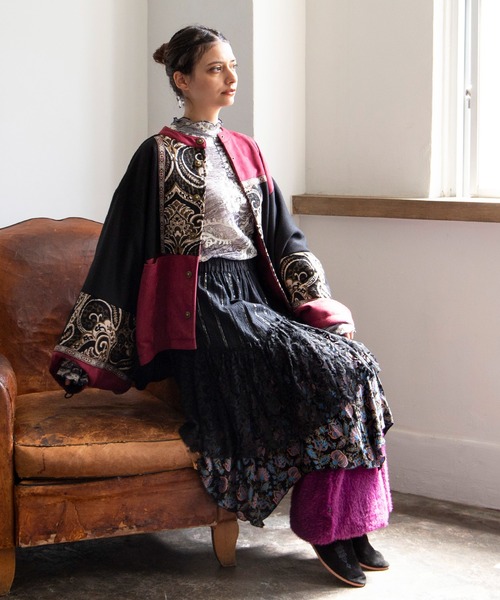 チャイハネ（チャイハネ）の「【チャイハネ】異素材パッチワークアウター（その他アウター・レディース・ネイビー/ブラック・FREE）」の11枚目の写真