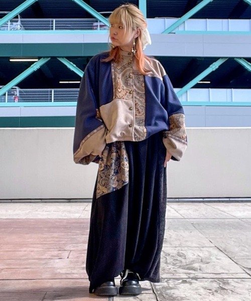 チャイハネ（チャイハネ）の「【チャイハネ】異素材パッチワークアウター（その他アウター・レディース・ネイビー/ブラック・FREE）」の22枚目の写真