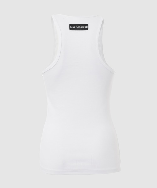 MARINE SERRE（マリーン・セル）の「MOON LOGO RIBBED JERSEY TANK TOP（タンクトップ・レディース・ホワイト/ブラック・S/XS/M）」の3枚目の写真