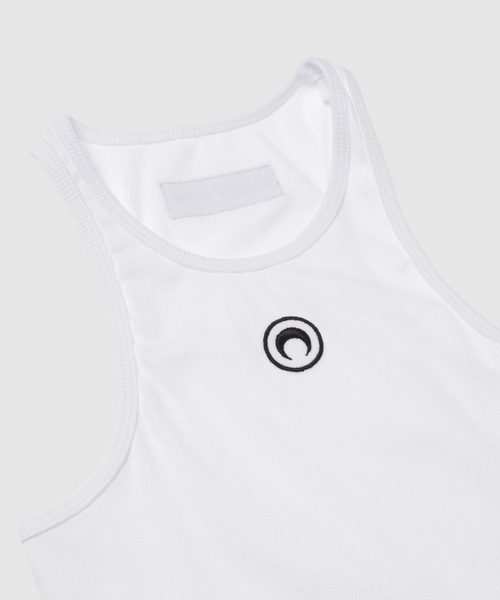 MARINE SERRE（マリーン・セル）の「MOON LOGO RIBBED JERSEY TANK TOP（タンクトップ・レディース・ホワイト/ブラック・S/XS/M）」の4枚目の写真