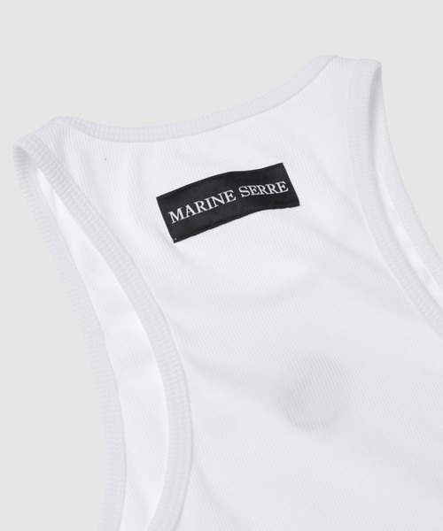 MARINE SERRE（マリーン・セル）の「MOON LOGO RIBBED JERSEY TANK TOP（タンクトップ・レディース・ホワイト/ブラック・S/XS/M）」の5枚目の写真