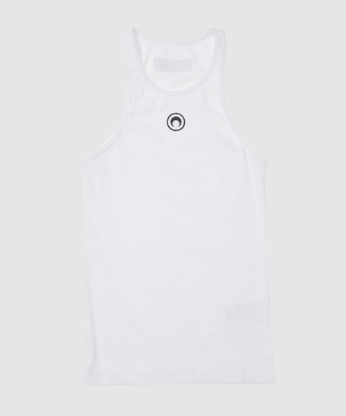 MARINE SERRE（マリーン・セル）の「MOON LOGO RIBBED JERSEY TANK TOP（タンクトップ・レディース・ホワイト/ブラック・S/XS/M）」の7枚目の写真