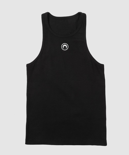 MARINE SERRE（マリーン・セル）の「MOON LOGO RIBBED JERSEY TANK TOP（タンクトップ・レディース・ホワイト/ブラック・S/XS/M）」の8枚目の写真