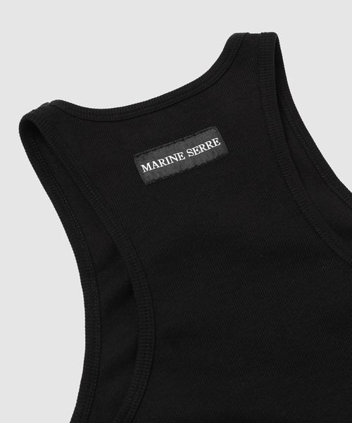 MARINE SERRE（マリーン・セル）の「MOON LOGO RIBBED JERSEY TANK TOP（タンクトップ・レディース・ホワイト/ブラック・S/XS/M）」の9枚目の写真