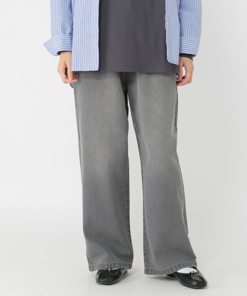 studio CLIP（スタディオクリップ）の「イージーストレートデニムパンツ[プチ・プラスサイズあり]《CLIP denim》（デニムパンツ・レディース・グレー/ライトブルー/インディゴブルー・PF/LARGE/ﾌﾘｰ(L)/MEDIUM）」の4枚目の写真