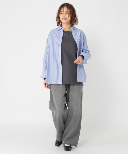 studio CLIP（スタディオクリップ）の「イージーストレートデニムパンツ[プチ・プラスサイズあり]《CLIP denim》（デニムパンツ・レディース・グレー/ライトブルー/インディゴブルー・PF/LARGE/ﾌﾘｰ(L)/MEDIUM）」の6枚目の写真