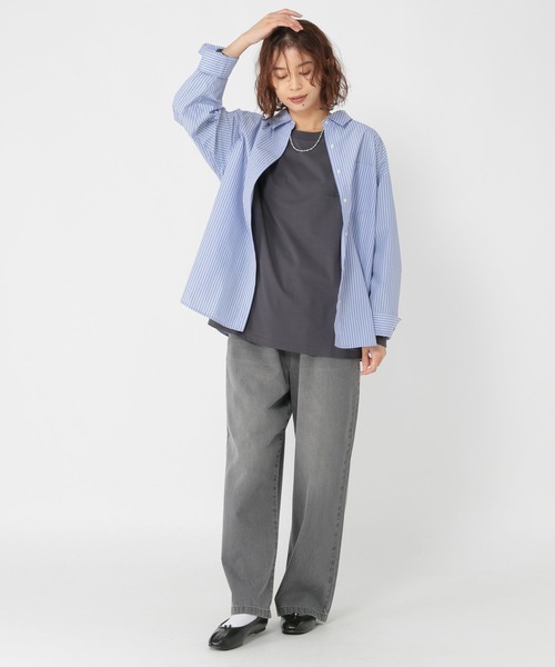 studio CLIP（スタディオクリップ）の「イージーストレートデニムパンツ[プチ・プラスサイズあり]《CLIP denim》（デニムパンツ・レディース・グレー/ライトブルー/インディゴブルー・PF/LARGE/ﾌﾘｰ(L)/MEDIUM）」の7枚目の写真