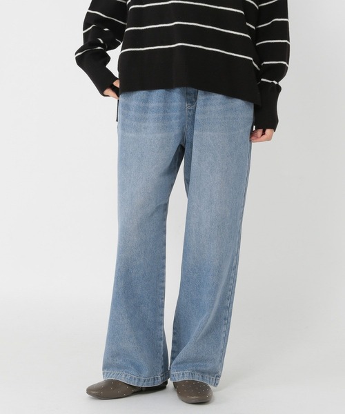 イージーストレートデニムパンツ[プチ・プラスサイズあり]《CLIP denim