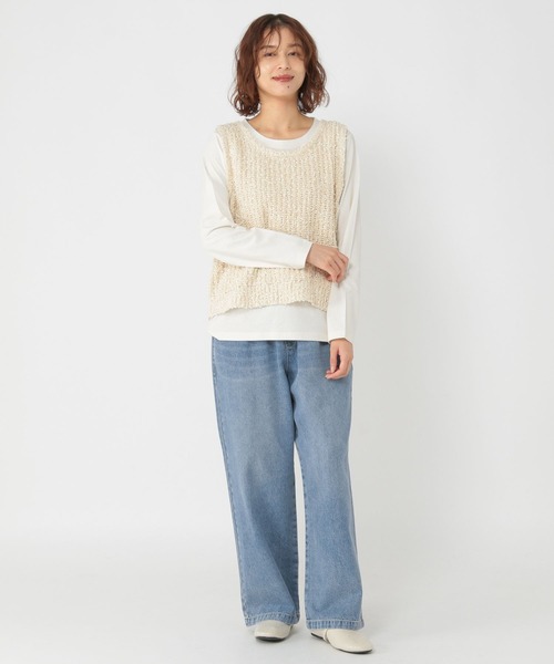 studio CLIP（スタディオクリップ）の「イージーストレートデニムパンツ[プチ・プラスサイズあり]《CLIP denim》（デニムパンツ・レディース・グレー/ライトブルー/インディゴブルー・PF/LARGE/ﾌﾘｰ(L)/MEDIUM）」の13枚目の写真