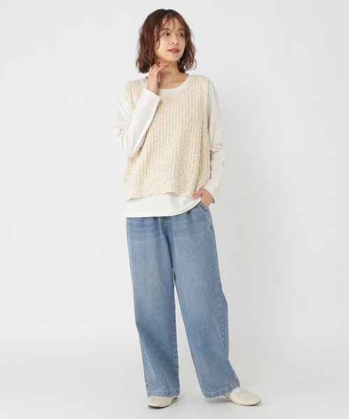 studio CLIP（スタディオクリップ）の「イージーストレートデニムパンツ[プチ・プラスサイズあり]《CLIP denim》（デニムパンツ・レディース・グレー/ライトブルー/インディゴブルー・PF/LARGE/ﾌﾘｰ(L)/MEDIUM）」の14枚目の写真