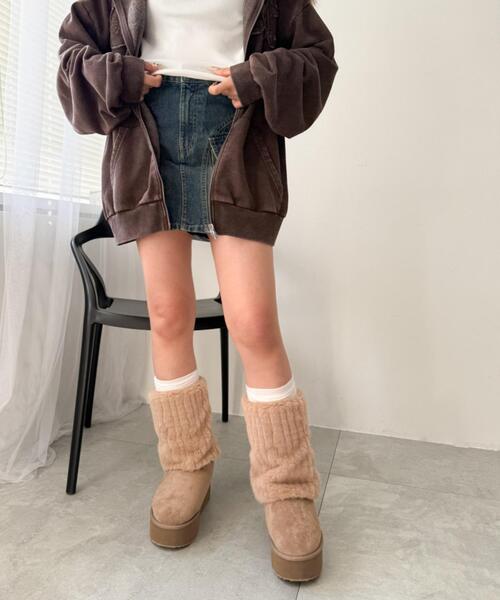 WEGO（ウィゴー）の「WEGO/2wayムートンタッチブーツ（ブーツ・レディース・キャメル/ライトベージュ・MEDIUM/SMALL/LARGE）」の4枚目の写真