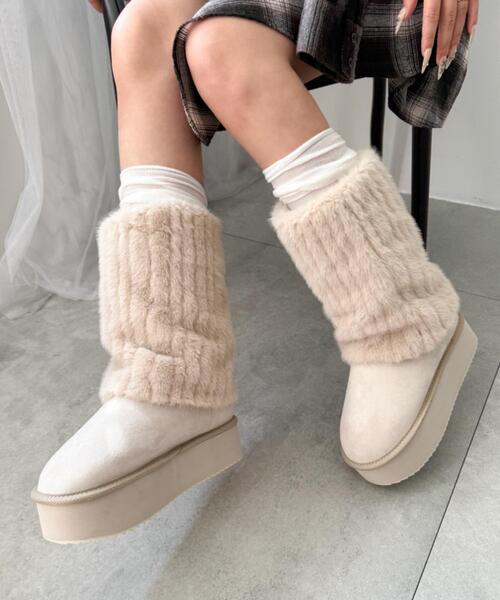 WEGO（ウィゴー）の「WEGO/2wayムートンタッチブーツ（ブーツ・レディース・キャメル/ライトベージュ・MEDIUM/SMALL/LARGE）」の6枚目の写真