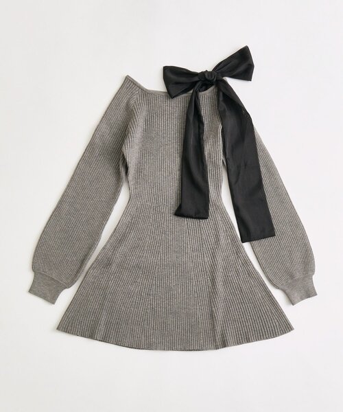 OLIVE des OLIVE(オリーブデオリーブ)の「肩リボンドロストニットワンピ(ワンピース・レディース・オフホワイト/チャコールグレー/ブラック・FREE)」の14枚目の写真