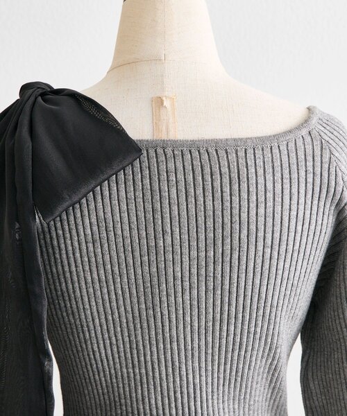 OLIVE des OLIVE(オリーブデオリーブ)の「肩リボンドロストニットワンピ(ワンピース・レディース・オフホワイト/チャコールグレー/ブラック・FREE)」の19枚目の写真