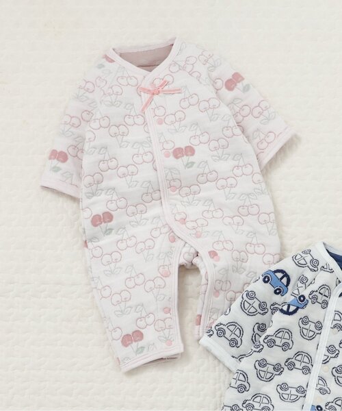 apres les cours（アプレレクール）の「キルトジャガードカバーオール（ロンパース・キッズ・アイボリー/ピンク・60/70/80）」の2枚目の写真