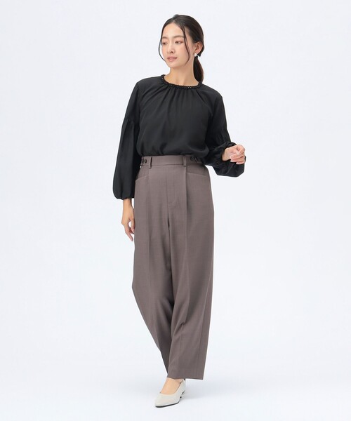 BEAMS HEART(ビームスハート)の「【セレモニー・ハレの日】リラックス テーパード パンツ(セットアップ対応)(スラックス・レディース・グレー/ブラウン系その他2/ブラック・FREE)」の6枚目の写真