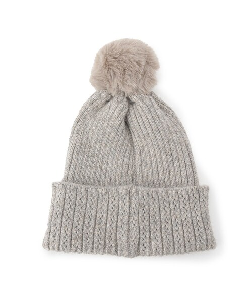 ITS'DEMO(イッツデモ)の「フェイクパール付きニット帽(ニットキャップ/ビーニー・レディース・グレー/ブラック/ブラウン系/ダークグレー・00)」の6枚目の写真