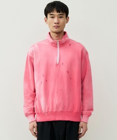 【DENIM DELIGHT DAYS】ダメージリメイクハーフZIPアップパーカー