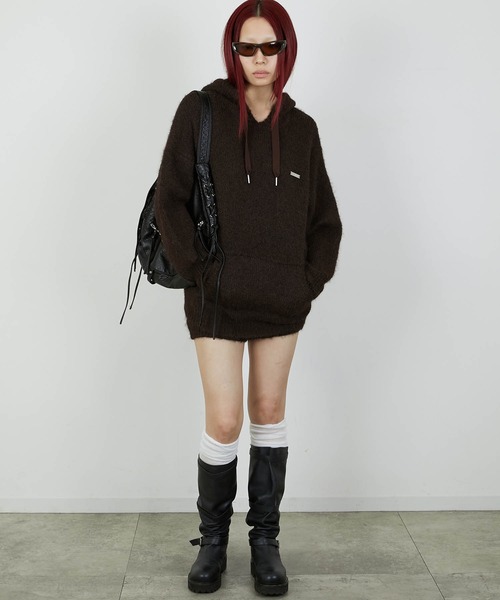 led.tokyo(レッドトウキョウ)の「【led.tokyo】KNIT HOODIE/ニットフーディー(パーカー・レディース・グレー/ブラウン/レッド・FREE)」の22枚目の写真