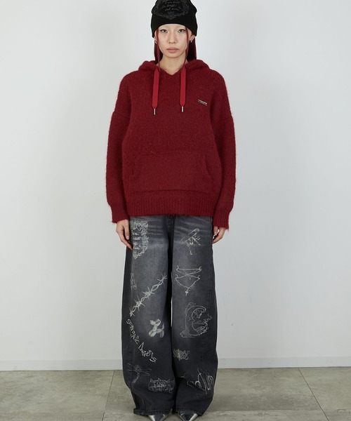 led.tokyo(レッドトウキョウ)の「【led.tokyo】KNIT HOODIE/ニットフーディー(パーカー・レディース・グレー/ブラウン/レッド・FREE)」の11枚目の写真