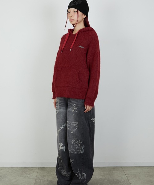 led.tokyo(レッドトウキョウ)の「【led.tokyo】KNIT HOODIE/ニットフーディー(パーカー・レディース・グレー/ブラウン/レッド・FREE)」の12枚目の写真