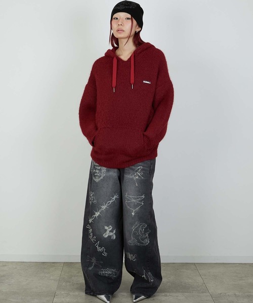 led.tokyo(レッドトウキョウ)の「【led.tokyo】KNIT HOODIE/ニットフーディー(パーカー・レディース・グレー/ブラウン/レッド・FREE)」の10枚目の写真