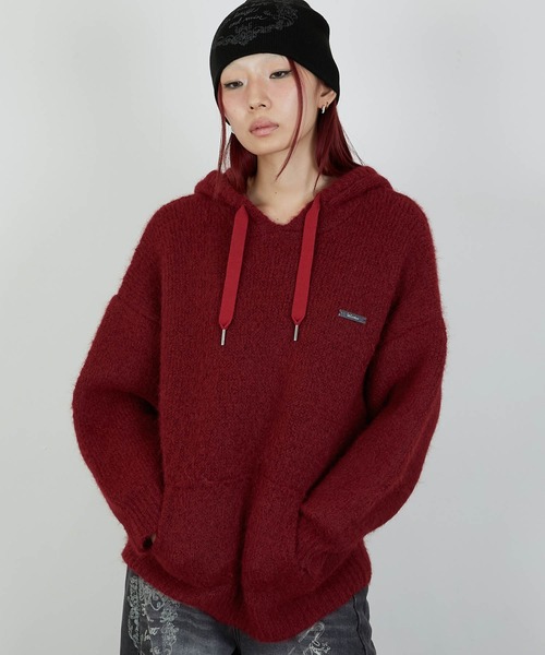 led.tokyo(レッドトウキョウ)の「【led.tokyo】KNIT HOODIE/ニットフーディー(パーカー・レディース・グレー/ブラウン/レッド・FREE)」の8枚目の写真