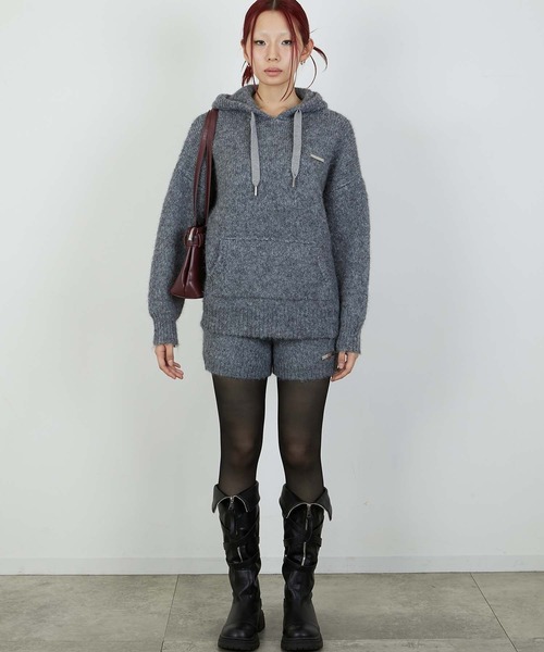 led.tokyo(レッドトウキョウ)の「【led.tokyo】KNIT HOODIE/ニットフーディー(パーカー・レディース・グレー/ブラウン/レッド・FREE)」の6枚目の写真