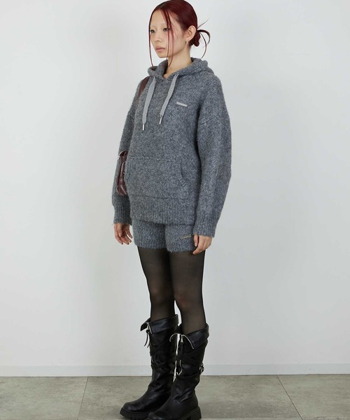 led.tokyo(レッドトウキョウ)の「【led.tokyo】KNIT HOODIE/ニットフーディー(パーカー・レディース・グレー/ブラウン/レッド・FREE)」の7枚目の写真
