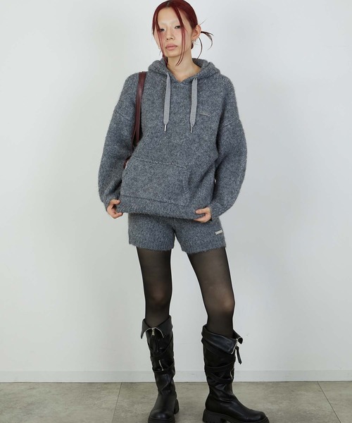 led.tokyo(レッドトウキョウ)の「【led.tokyo】KNIT HOODIE/ニットフーディー(パーカー・レディース・グレー/ブラウン/レッド・FREE)」の5枚目の写真