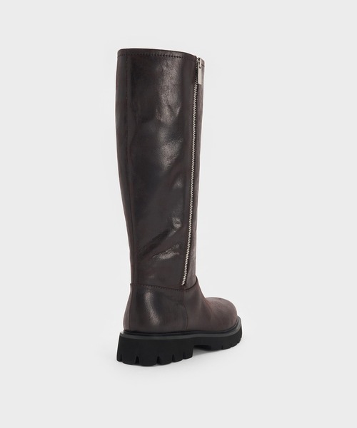 CHARLES & KEITH(チャールズ & キース)の「Rosemond ロゼモン サイドジップ リッジドソールロングブーツ(ブーツ・レディース・ブラウン系その他7/ブラック系その他2・24.5cm/23.5cm/23cm/22.5cm/25.5cm/25cm)」の7枚目の写真