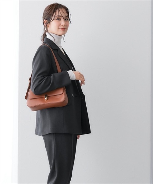 セール】【レディーススーツ】ウール調素材ダブルブレストジャケット