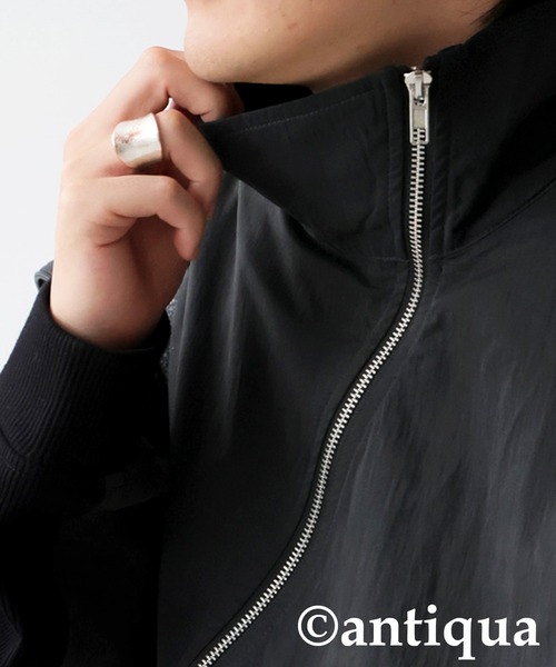 斜めジップ 配色ライン ブルゾン（ブルゾン）｜antiqua（アンティカ