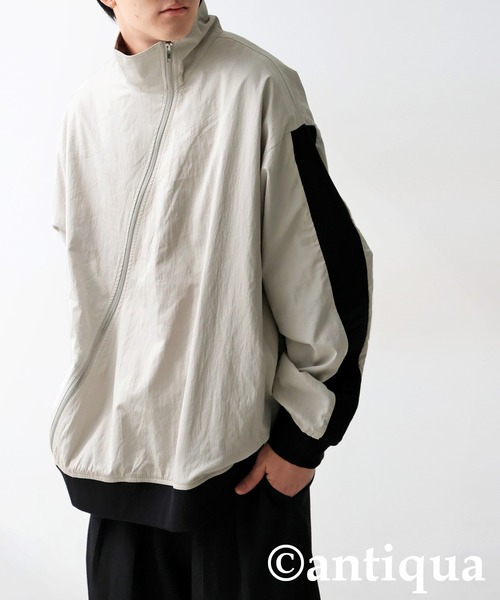 レキップ、Aラインブルゾン 斜めジップ 配色ライン ブルゾン（ブルゾン