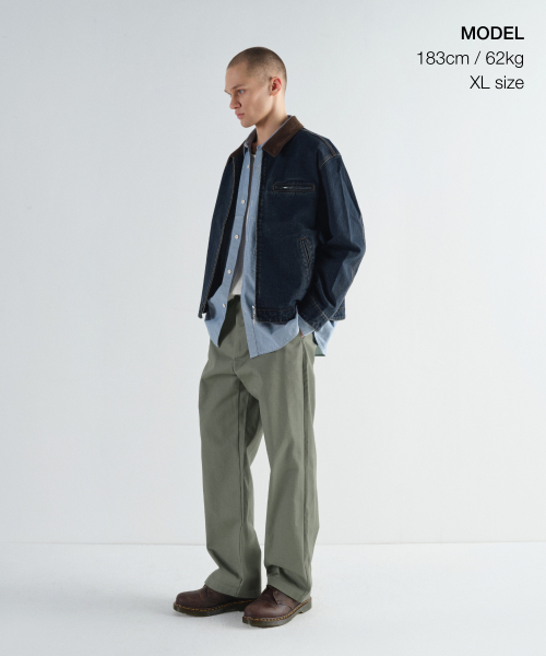MUSINSA STANDARD（ムシンサスタンダード）の「デニムジップアップワークジャケット[ダークブルー]（デニムジャケット・メンズ・その他・MEDIUM/LARGE/X-LARGE/XX-LARGE）」の2枚目の写真