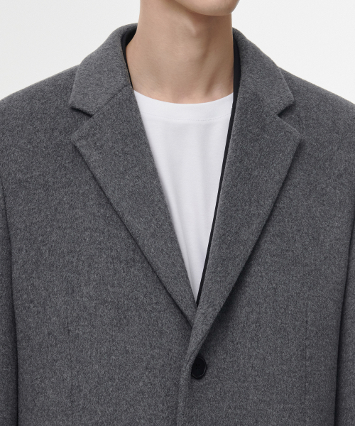 MUSINSA STANDARD（ムシンサスタンダード）の「カシミアブレンドパパショルダーシングルロングコート[ミディアムグレー]（チェスターコート・メンズ・その他・MEDIUM/LARGE/X-LARGE/XX-LARGE）」の6枚目の写真