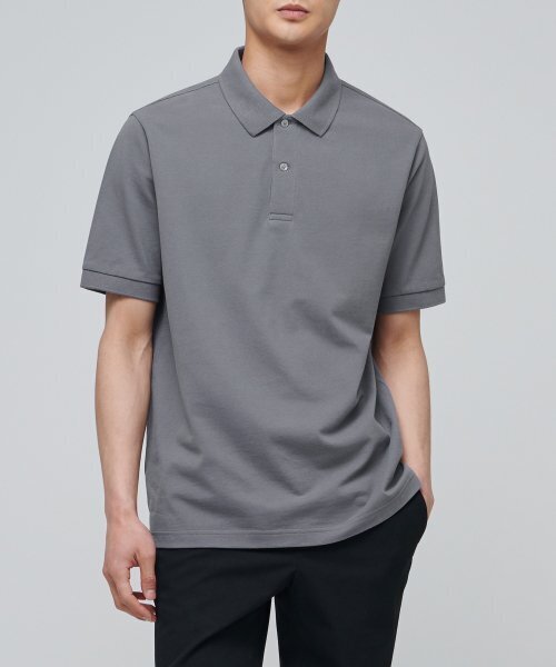 MUSINSA STANDARD(ムシンサスタンダード)の「ベーシックピケポロシャツ【グレー】(ポロシャツ・メンズ・その他・SMALL/MEDIUM/LARGE/X-LARGE)」の1枚目の写真