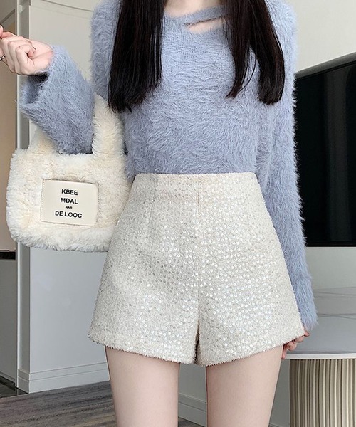 GLAMOROUS JANE(グラマラスジェーン)の「ラメツイードスパンコールショートパンツ(その他パンツ・レディース・ホワイト/ブラック・S/M)」の13枚目の写真