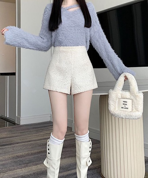 GLAMOROUS JANE(グラマラスジェーン)の「ラメツイードスパンコールショートパンツ(その他パンツ・レディース・ホワイト/ブラック・S/M)」の14枚目の写真