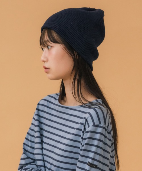 リブニットワッチ / ニット帽 ビーニー 帽子 ブラック ブラウン