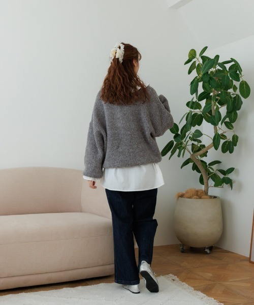 flower（フラワー）の「ウォーミングローズニット（ニット/セーター・レディース・ホワイト/グレー・FREE）」の6枚目の写真